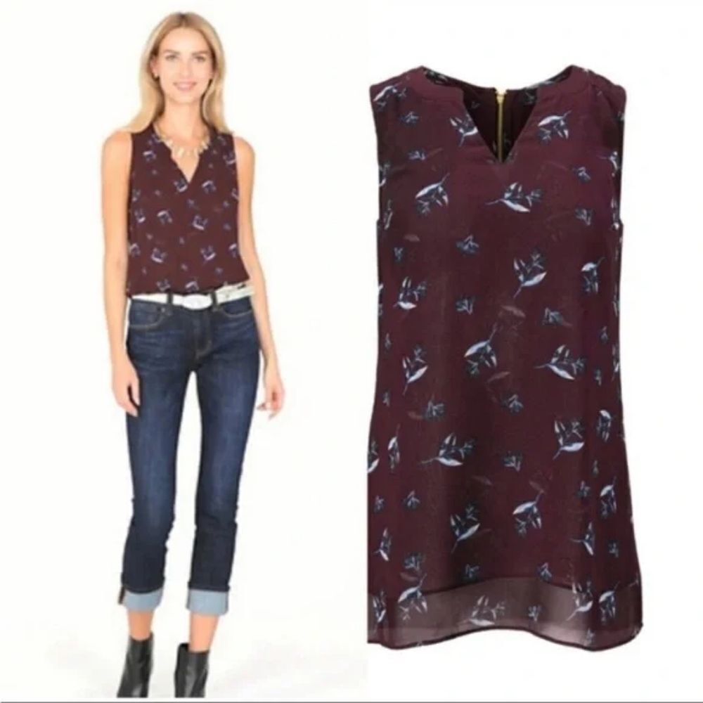Cabi Burgundy Floral Tank Size Medium Excellent Condition